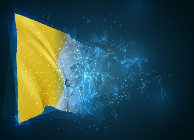 Vatican,  flag, virtual abstract 3D object from triangular polygons on a blue background