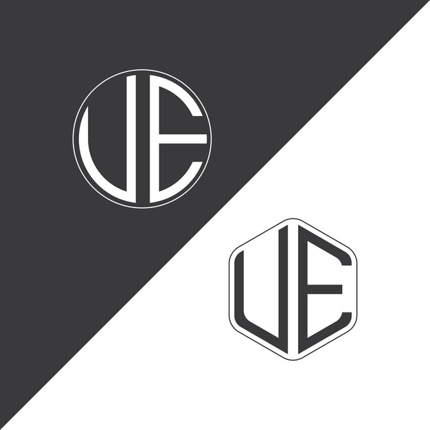 VE initial monogram logo With Circle and Polygon shape creative logo design