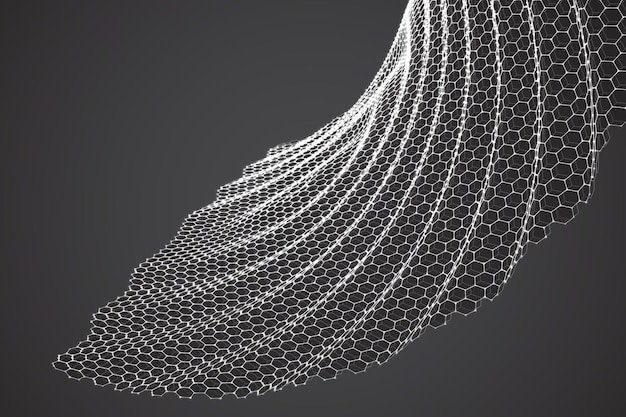 vector 3d background wave of points geometric dance hexagonal futuristic mesh