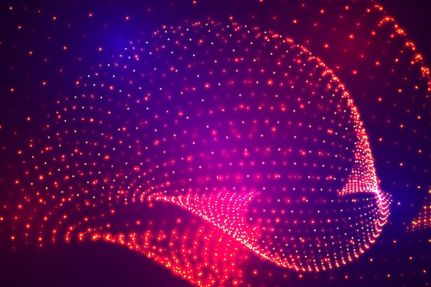 Vector 3d background wave of points geometric dance