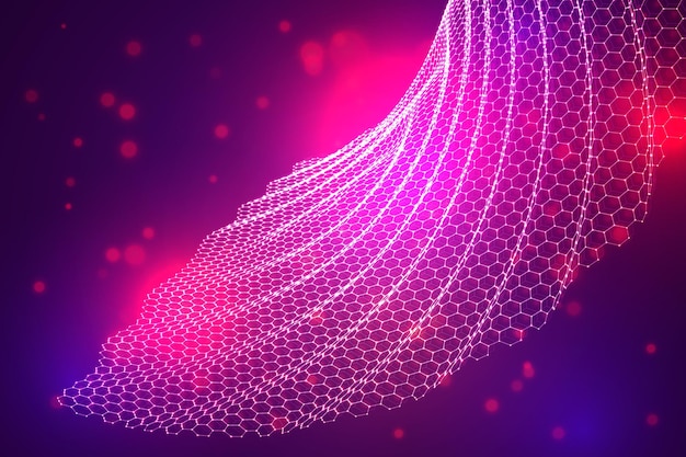Vector 3d background wave of points geometric dance