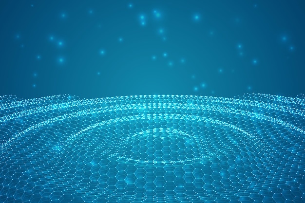 Vector 3d background. wave of points. geometric dance