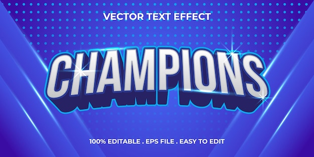 vector 3d champions editable text effect