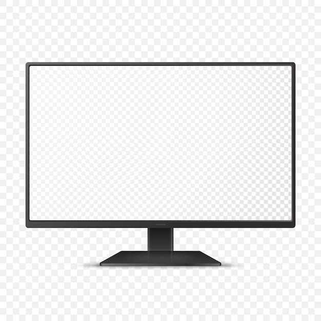 Vector 3d Realistic Modern TV Screen Minimalistic Stylish Lcd Panel Led TV Frame Large Computer Monitor Display Design for Mockup Blank Television Template Catalog Web Site Concept Front View