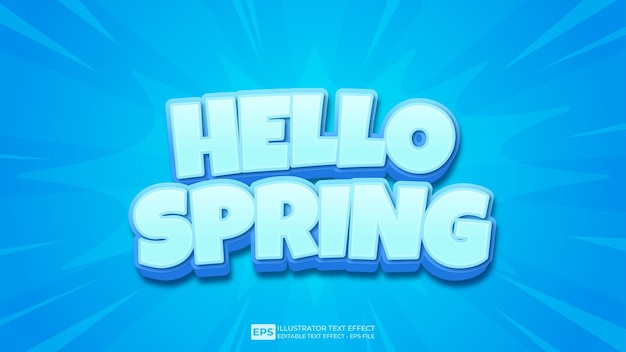 Vector 3d text editable text effect hello spring