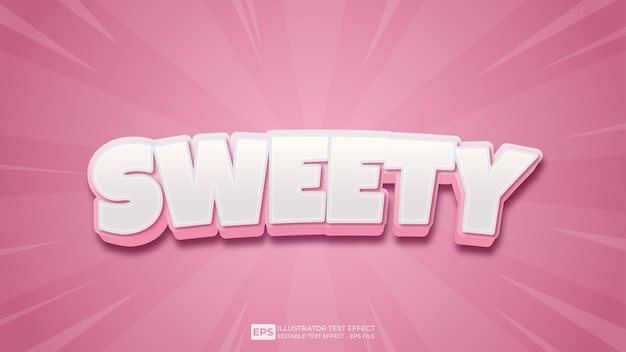 vector 3d text sweety editable text effect font.