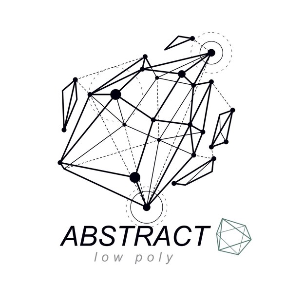 vector abstract 3d geometric shape, polygonal figure. technology corporate emblem.