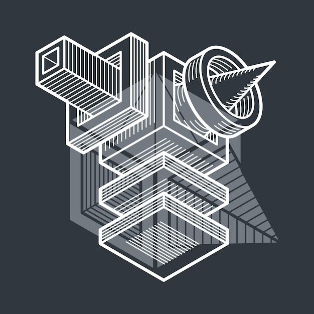 Vector abstract 3d geometric shape, polygonal figure.