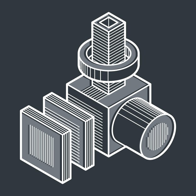 Vector abstract 3d geometric shape, polygonal figure.