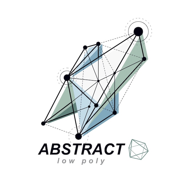 vector abstract 3d mesh object, technology low poly template . construction industry logo.