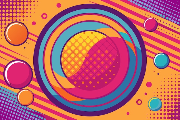 vector abstract background with circles and halftone dots vector illustration