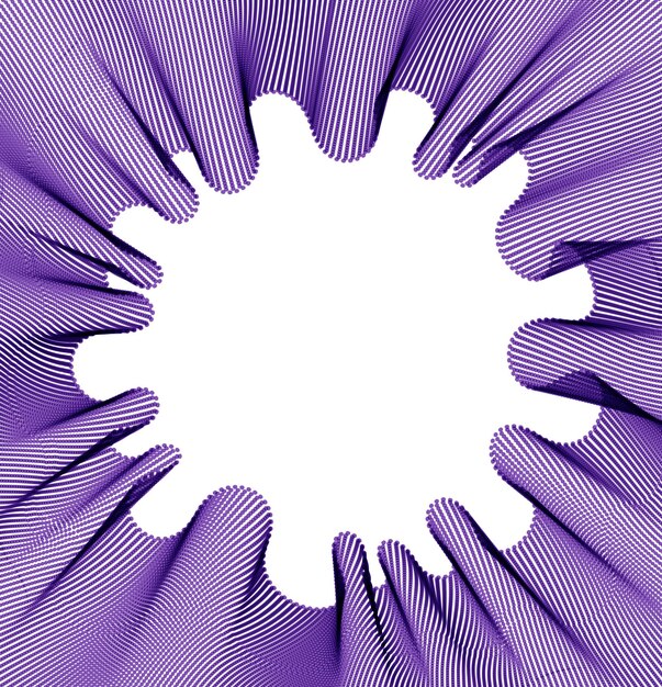 Vector abstract background with wave of flowing particles frame, smooth curve shape lines, particle array flow. 3d shape dots blended mesh, future technology useful border.