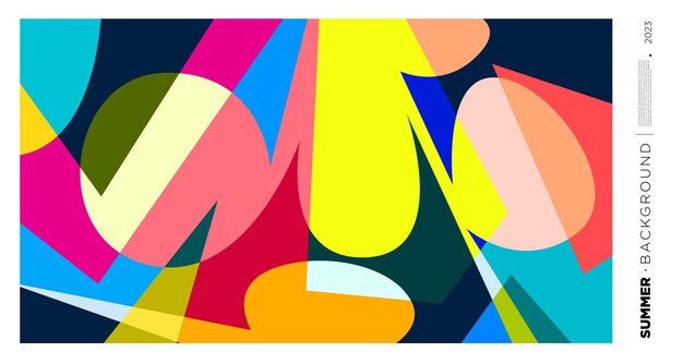 Vector abstract colorful dynamic geometric pattern background illustration for summer 2023