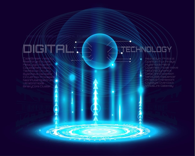 Vector abstract digital background showcasing AI and hightech concepts featuring blue light