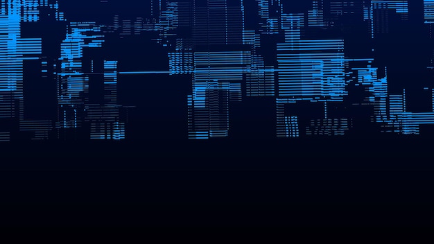 Vector abstract digital cyberspace with moving particles Cyber security database Matrix technology decoder Futuristic hitech background with blue dots High speed big data