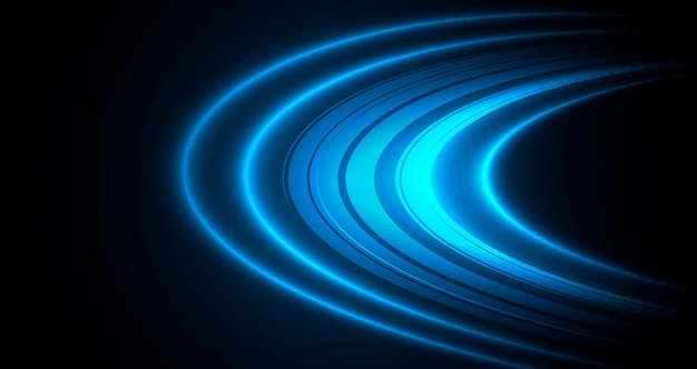 vector abstract illustration with blue semi oval of light luminosity in dark space