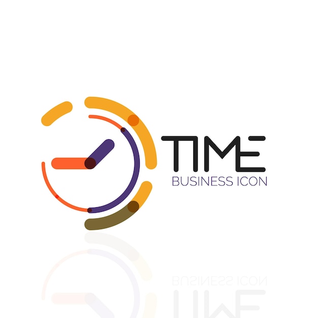 vector abstract logo idea time concept or clock business icon creative logotype design template linear flat thin line design