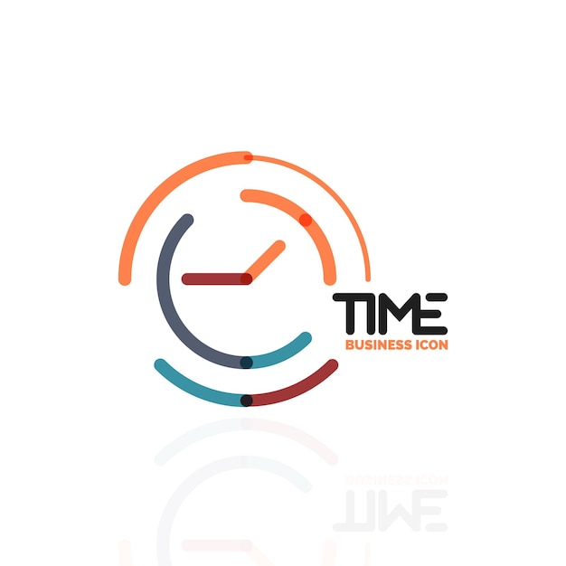 vector abstract logo idea time concept or clock business icon creative logotype design template linear flat thin line design