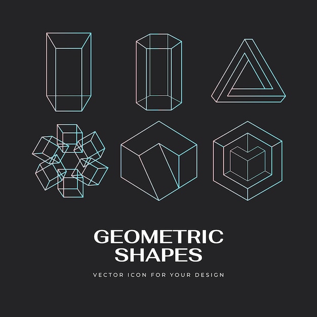 Vector abstract modern set geometric icon design in trendy linear style