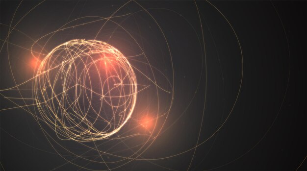 Vector abstract sphere from glowing thread on black background