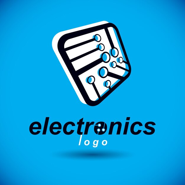 Vector abstract technology monochrome circuit board. High tech digital square scheme of electronic device. Modern innovation technologies logo.
