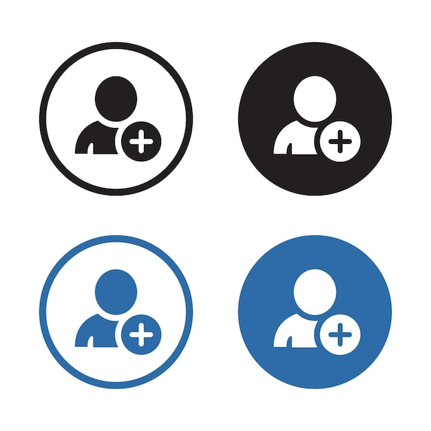 Vector Add User Icon In Circles Set Add Contact Icon Set