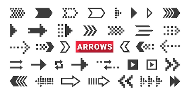 Vector arrows icons Simple arrow big set Different arrows sign Vector illustration