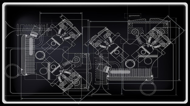 Vector background of the car engine and its components can be used