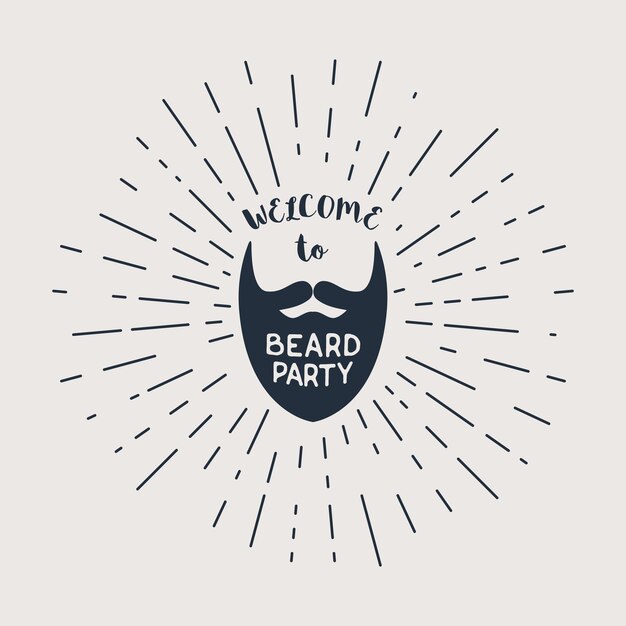 vector badge with beard and welcome to beard party lettering