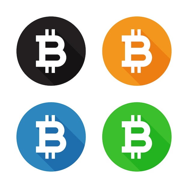 vector bitcoin icon with shadow in multiple color