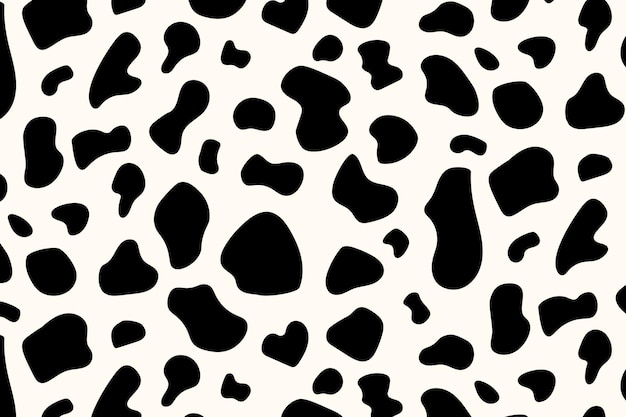 Vector black and white seamless pattern with cow texture black spots on animal skin cow spots