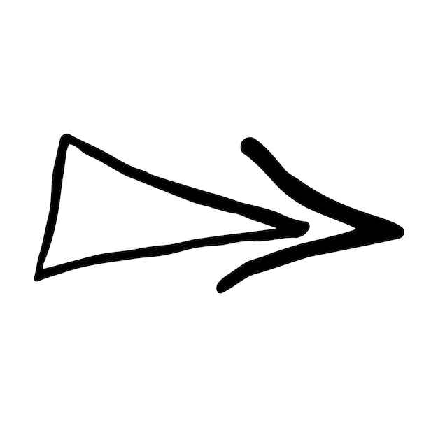 Vector black arrow doodle style isolated on white