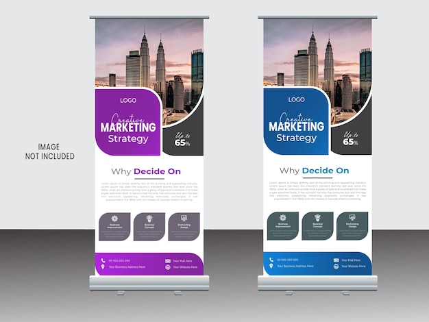 vector blue and white roll up design