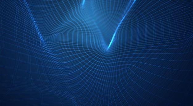 vector blue background of 3d polygonal mesh, bends, waves and flows