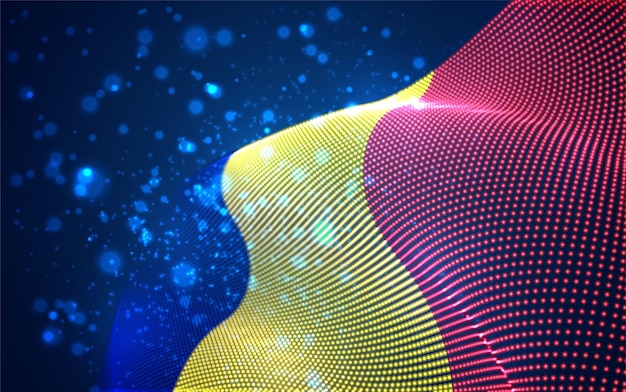 Vector bright glowing country flag of abstract dots Romania