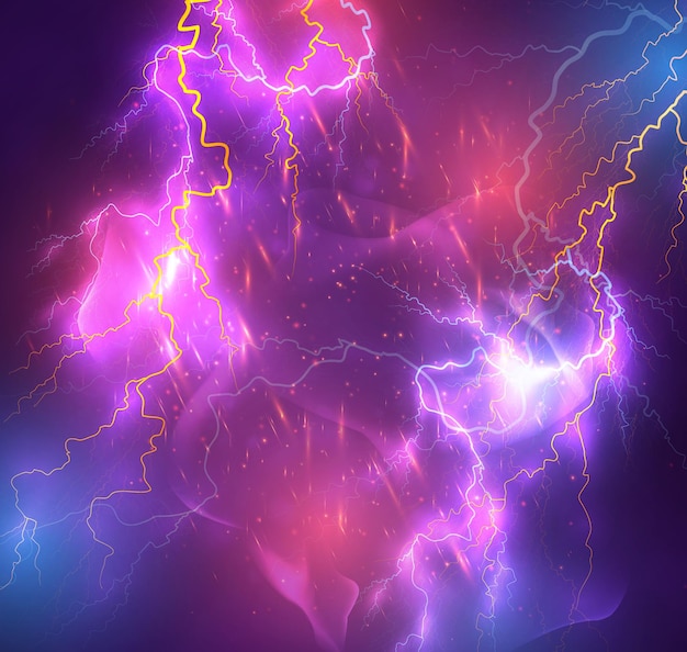 Vector bright lightning on a dark colored background