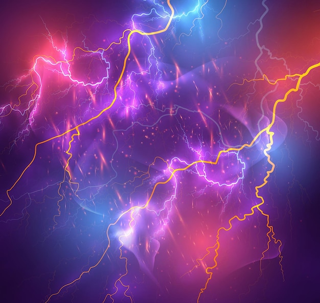 Vector bright lightning on a dark colored background