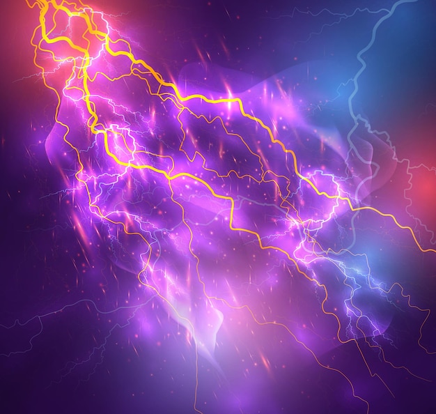 Vector bright lightning on a dark colored background