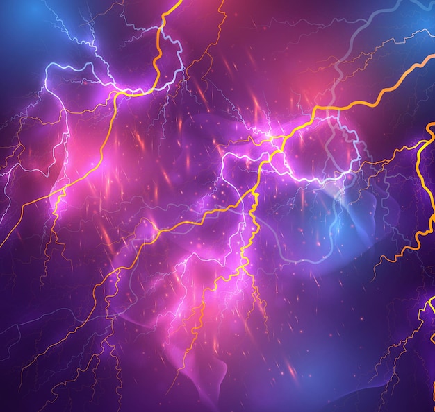 Vector bright lightning on a dark colored background