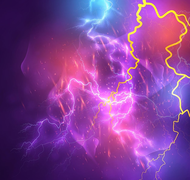 Vector bright lightning on a dark colored background