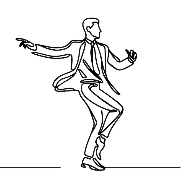 Vector business people dancing with a simple continuous line style and white background