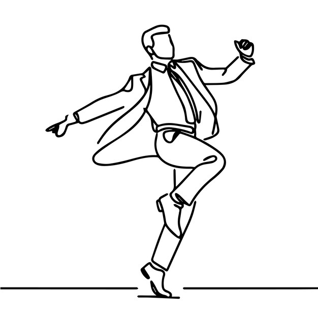 vector business people dancing with a simple continuous line style and white background