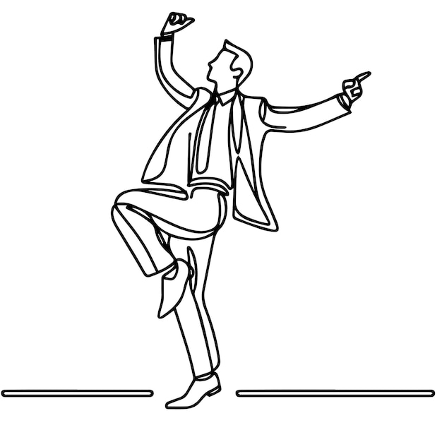 vector business people dancing with a simple continuous line style and white background