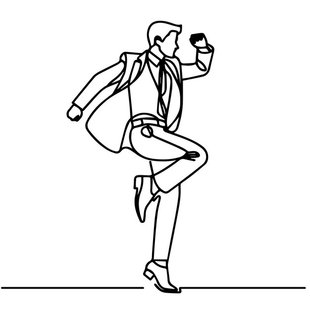 vector business people dancing with a simple continuous line style and white background