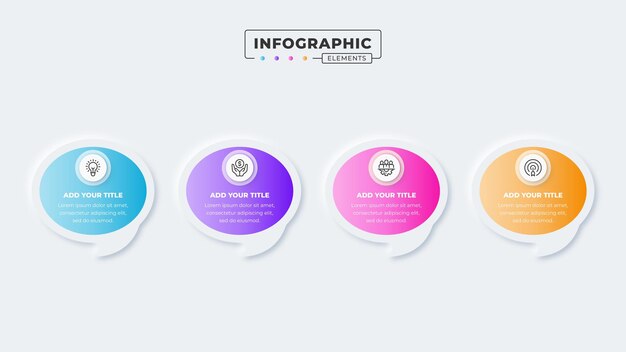 Vector business speech bubble infographic design template with 4 steps or options
