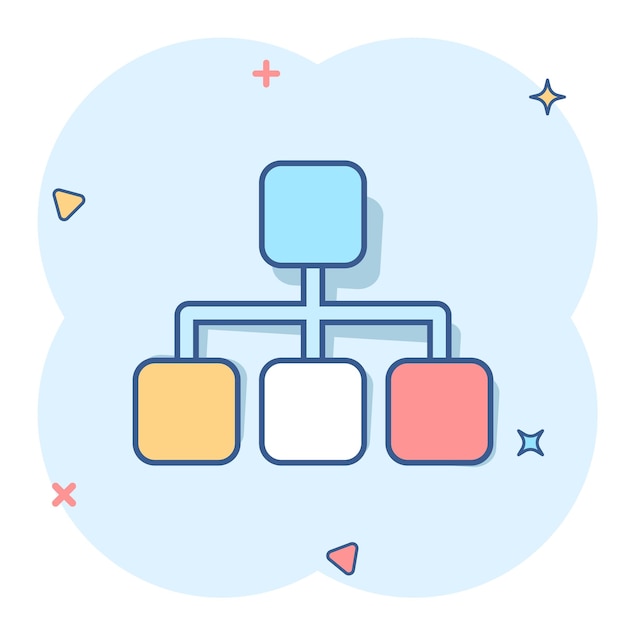 vector cartoon structure diagram icon in comic style chart organization sign illustration pictogram structure business splash effect concept