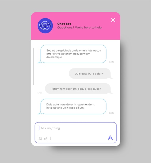 vector chat window for website and mobile app