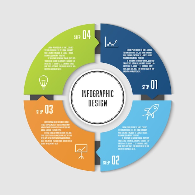 vector circle infographic template for presentationround chart with concept business 4 step