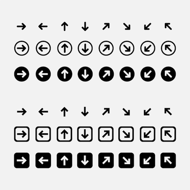 Vector collection of modern and simple arrows in flat design