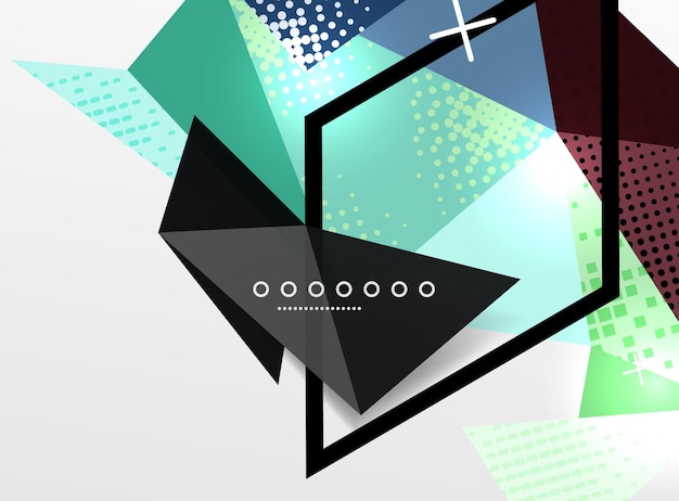 Vector color geometric abstract composition triangular and polygonal design elements digital techno background